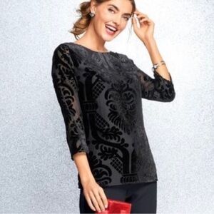 RSVP by TALBOTS Velvet Burnout Top - 1X